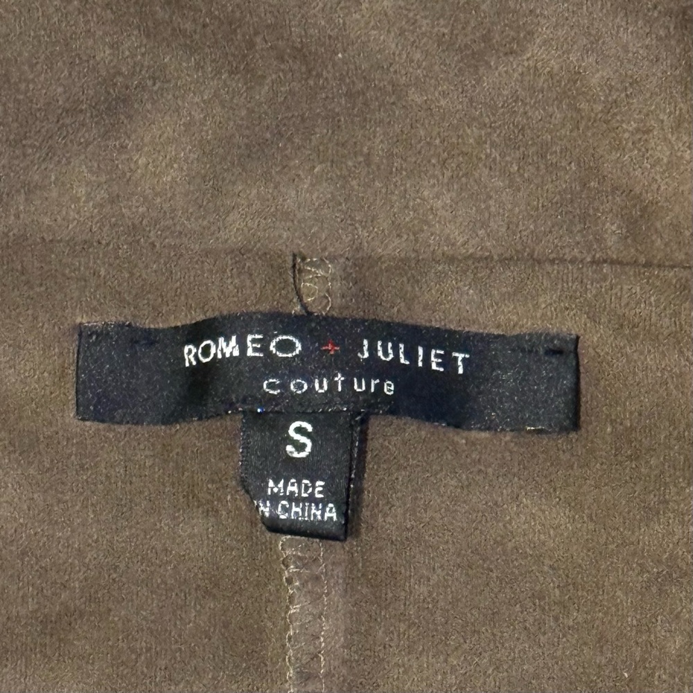NEW Romeo + Juliet Couture ~ Brown Women's Suede Open Front Jacket ~ Size Small - Picture 2 of 8